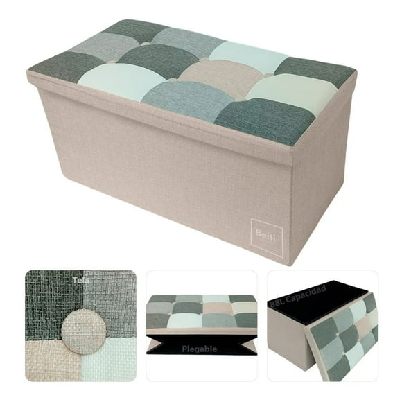 Puff silla Baúl Plegable Organizador Beiti 76x38 Tela Mix Beige