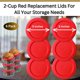 thumbnail image 2 of Tapas de repuesto para almacenamiento de alimentos Rivel Klareware, 2 tazas/470 ml, rojas, 2 of 7