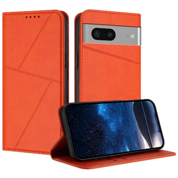 Funda Cartera Magnética para Google Pixel 7 Protección Antichoque con Ranuras Naranja
