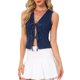 thumbnail image 4 of INSPIRE CHIC Chaleco de Jean para Mujer con Escote en V, Lazo Frontal, Sin Mangas, Chaleco de Mezclilla, Talla L, Azul Oscuro, 4 of 6