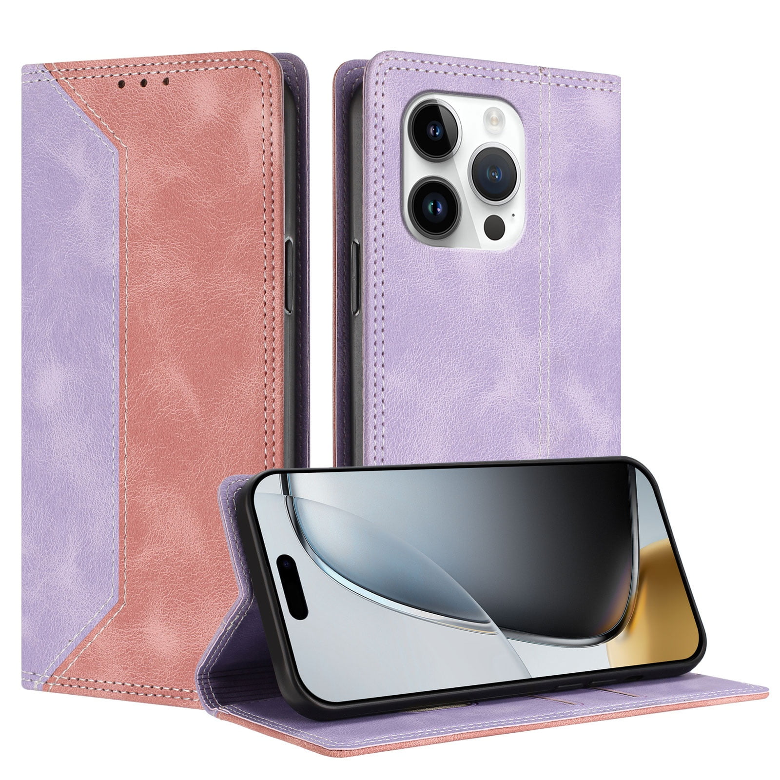Funda Foxdock Para Iphone 11 Pro Max De Cuero Premium Bicolor Con Ranuras Rfid, Carcasa Tipo Billetera Antigolpes Y Soporte Plegable