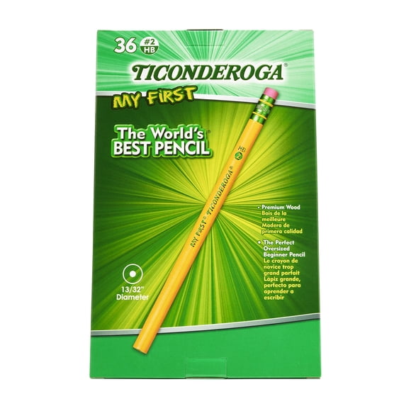 Lápices Ticonderoga My First con funda de madera #2 HB Soft con goma de borrar