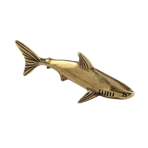 Escultura de tiburón de cobre, pequeño recuerdo de fiesta, artesanía, decoración del hogar, figura de animal marino de latón para mesa, sala de estar,