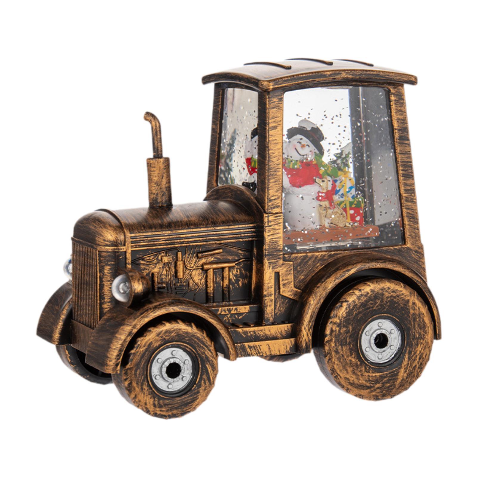 Magideal - Centro De Mesa Navideño Con Forma De Tractor, Decoración Navideña Para El Hogar, Muñeco De Nieve Con Cable Usb, Purpurina Cálida Y Remolino Para Regal