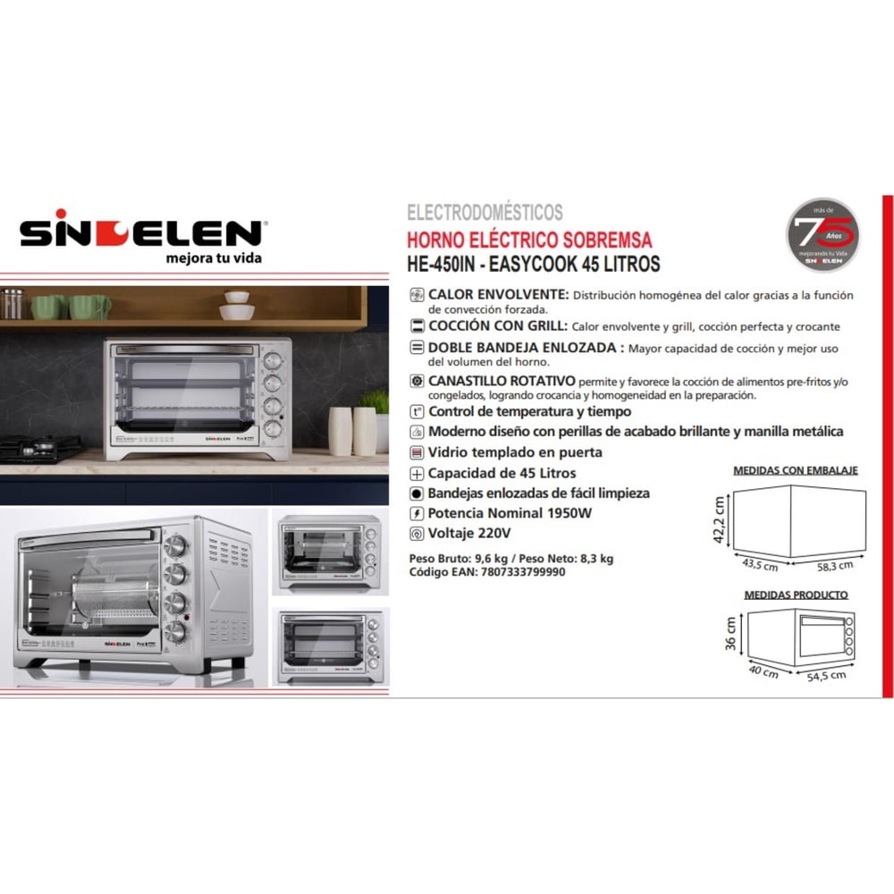 Sindelen HE-450IN 45 L Acero Inoxidable, foto 2