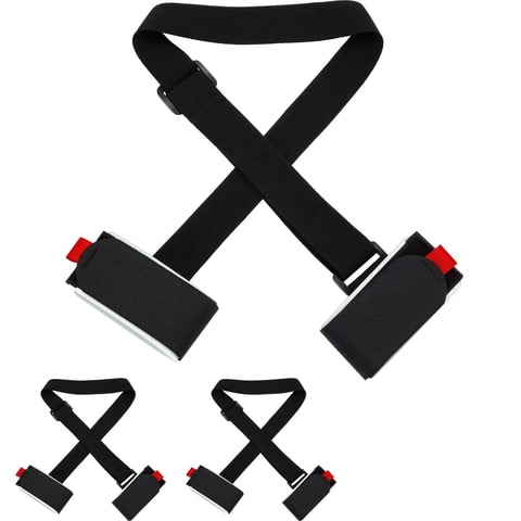 Xusx111 - 6 Paquete De Correas De Transporte De Esquí Hombro Ajustable Con Cinta De Sujeción Amortiguada Lazo Fuerte Para Adultos Niños (Negro + Rojo)