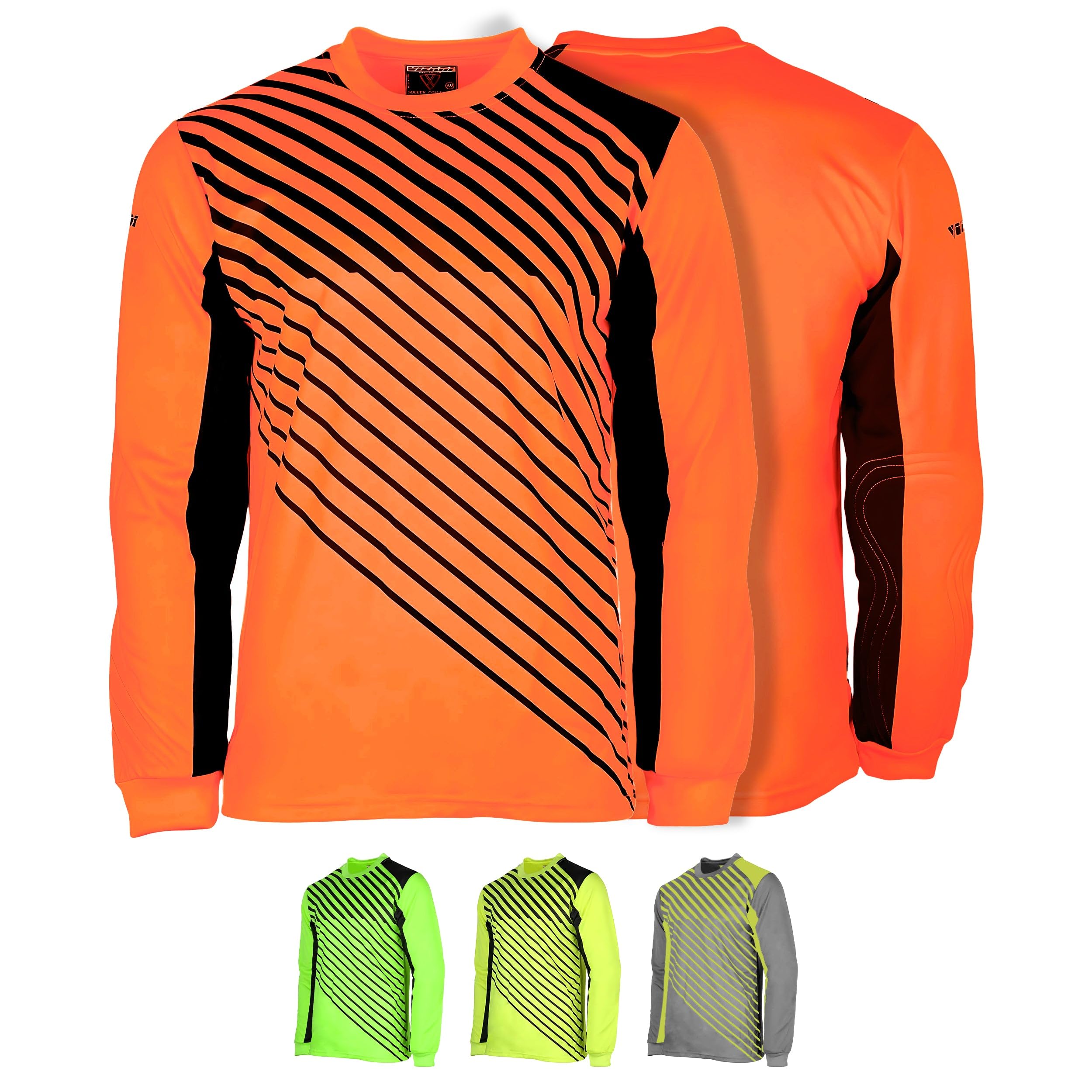 Camiseta De Portero De Fútbol Vizari Arroyo Para Niños, Color Naranja/Azul Marino