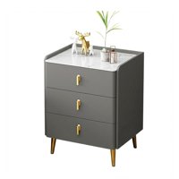 Global Latin Group - Velador 3 Cajones Con Patas Doradas Y Cubierta Tipo Mármol