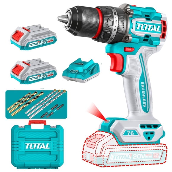 Taladro Percutor Total 20v Mm+2b 2a+c+mal Tidli207686 7