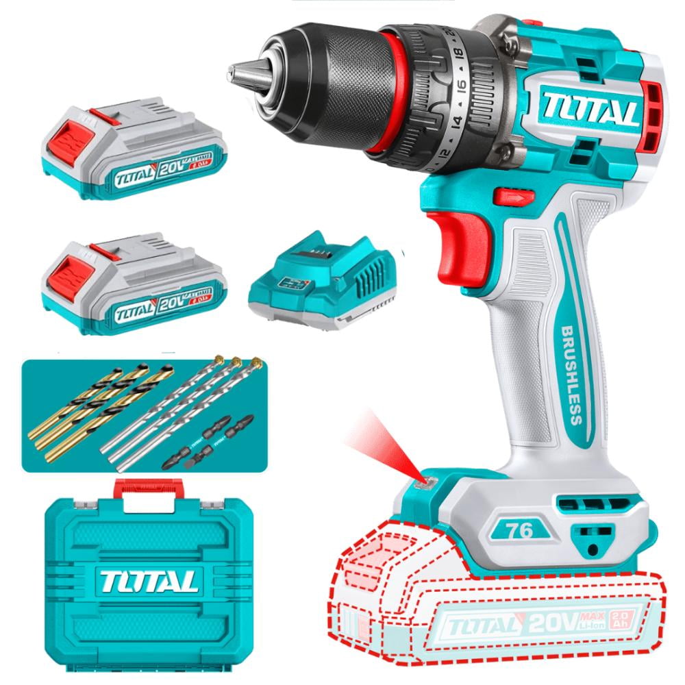 Taladro Percutor Total 20v Mm+2b 2a+c+mal Tidli207686 7