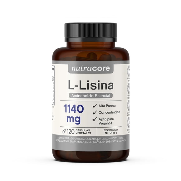 L-Lisina 1140mg - 120 Cápsulas Vegetales | Nutracore