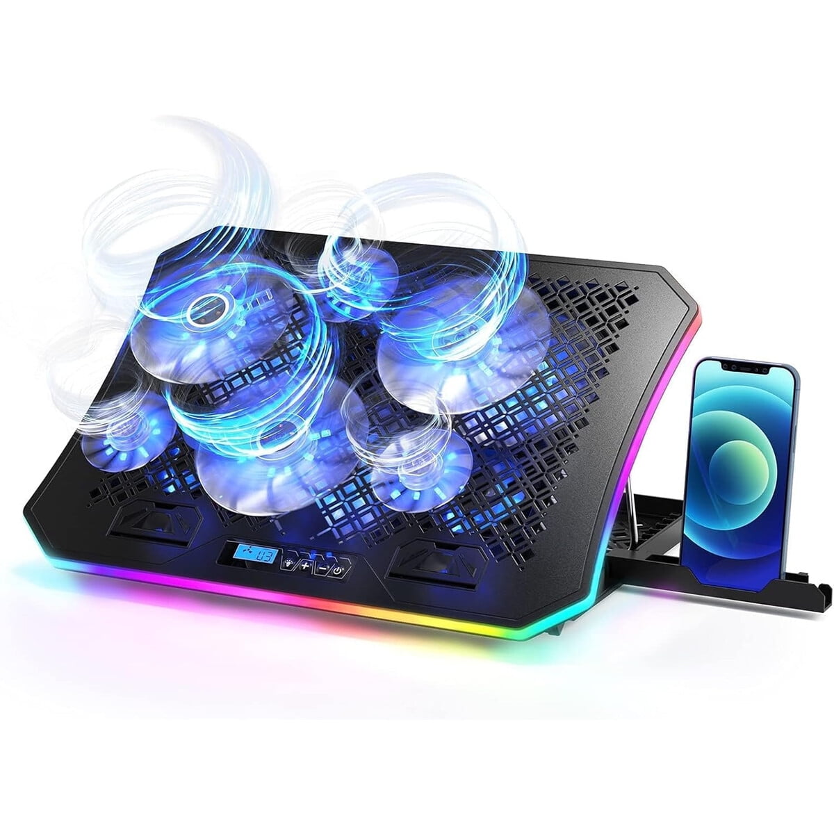 Base Enfriadora Laptop Keibn Rgb 6 Ventiladores 14-18 Pulgadas