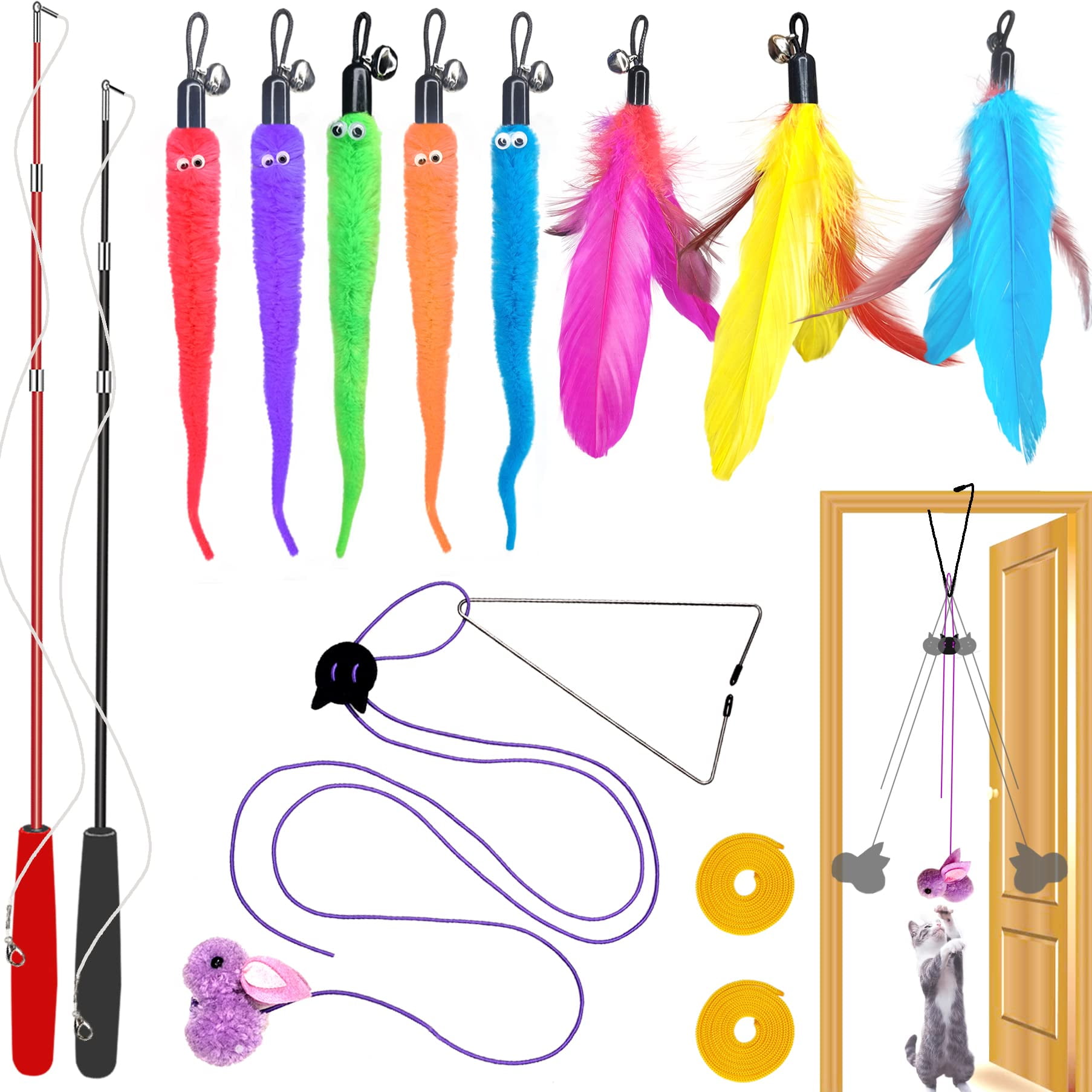 Zph - Set De Juguetes Para Gatos Con Forma De Varita Retráctil Interactiva Para Gatos