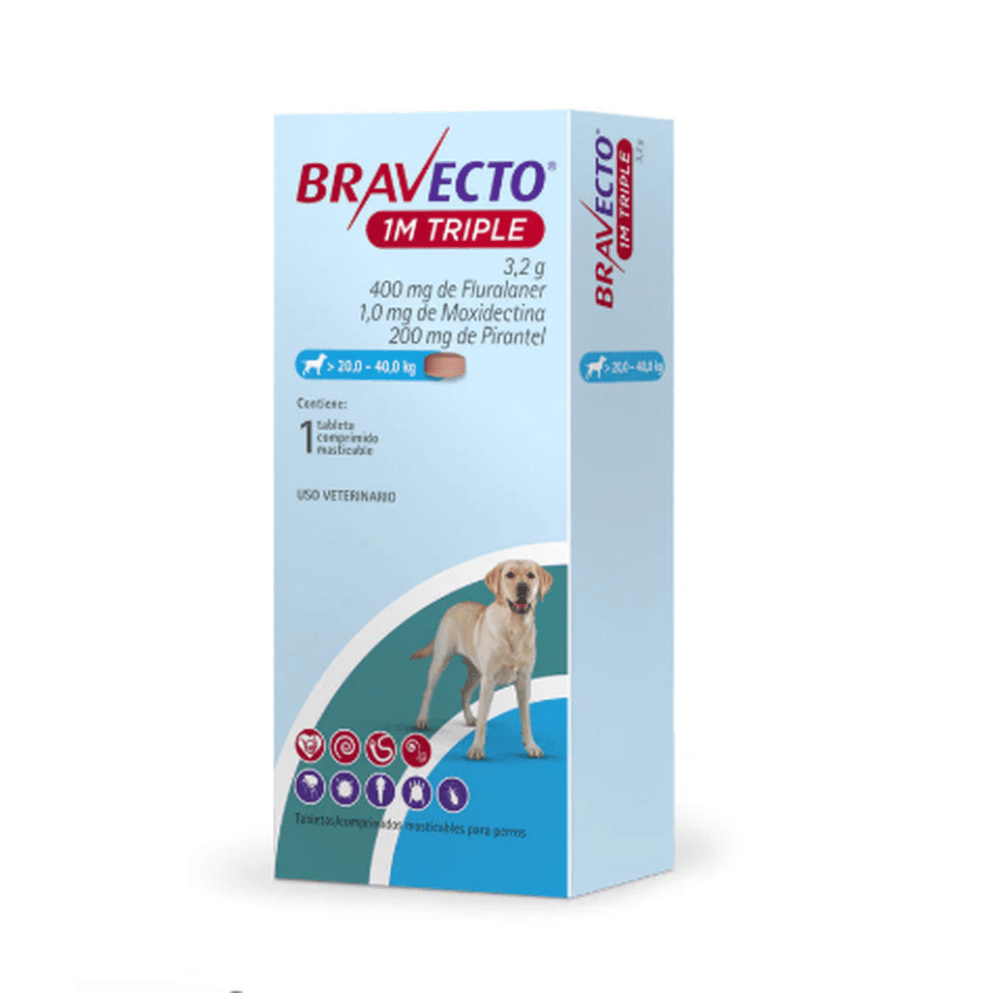 BRAVECTO TRIPLE PERRO 20 A 40KG 1 MES