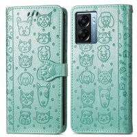 Funda Cartera Foxdock Para Oppo A57 5G , Flip Pu Con Relieve De Gatos Y Perros, Tarjetero Y Soporte