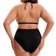 thumbnail image 4 of Agnes Orinda Conjunto de Bikini para Mujer de Talla Grande, Traje de Baño de Dos Piezas, Top Triangular con Tirantes de Perlas y Pantalones Cortos de Cintura Alta 3X Negro, 4 of 8