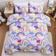 thumbnail image 3 of Lightwe-ight So-ft 3 Piece R-ainbow Comfort-er Set with 2 Pillo-w Covers Cartoon Lo-ve Hearts Suns -and Stars Bedding Set- for Girls Boy-s Kids Twin Dark Blue, 3 of 5