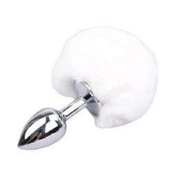 Plug Anal Cola de Conejo Blanca Acero Inoxidable Talla S