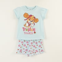 Pijama Manga Corta Niña Celeste Tropical Paw Patrol