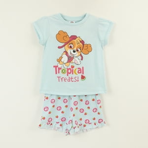 Pijama Manga Corta Niña Celeste Tropical Paw Patrol