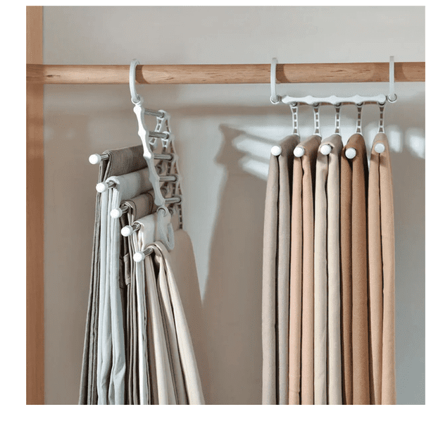Percha Organizadora De Pantalones 5 En 1 | Acero Inoxidable | Ahorra Espacio En Closet | Colgador Multifuncional Reforzado