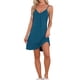 thumbnail image 2 of INSPIRE CHIC Camisón sin mangas de modal suave para mujer con escote en V y tirantes ajustables XS Azul pavo real, 2 of 6