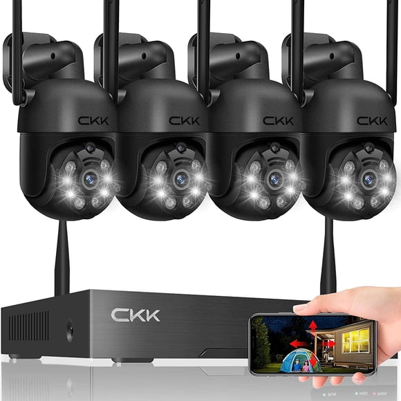 Sistema de cámara de seguridad inalámbrico CKK 3MP PTZ 4 cámaras