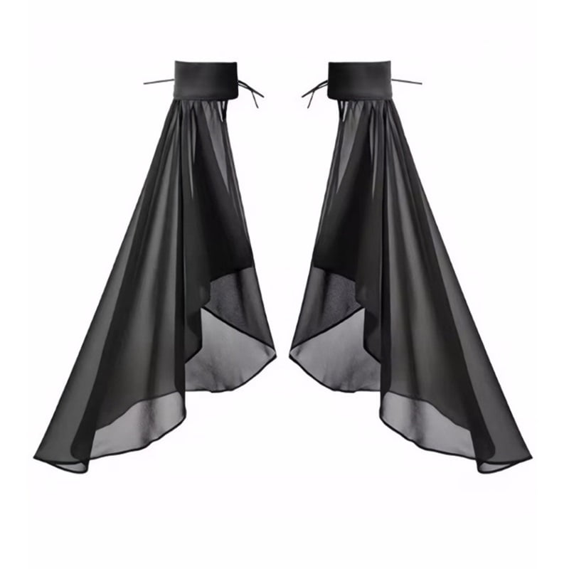 Xusx111 - Mujeres Guantes De Tul Largo Gótico Negro Encaje Gasa Mangas Desmontables Vampiro Bruja Cosplay Disfraz (negro)