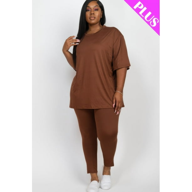 Conjunto de Camiseta y Leggings Extragrandes de Talla Grande