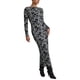 thumbnail image 4 of Vestido Maxi Floral de Malla Transparente Ajustado de Manga Larga Ajuste Ceñido Vintage para Fiesta Nocturna de Club para Mujer INSPIRE CHIC Pequeño Gris, 4 of 5