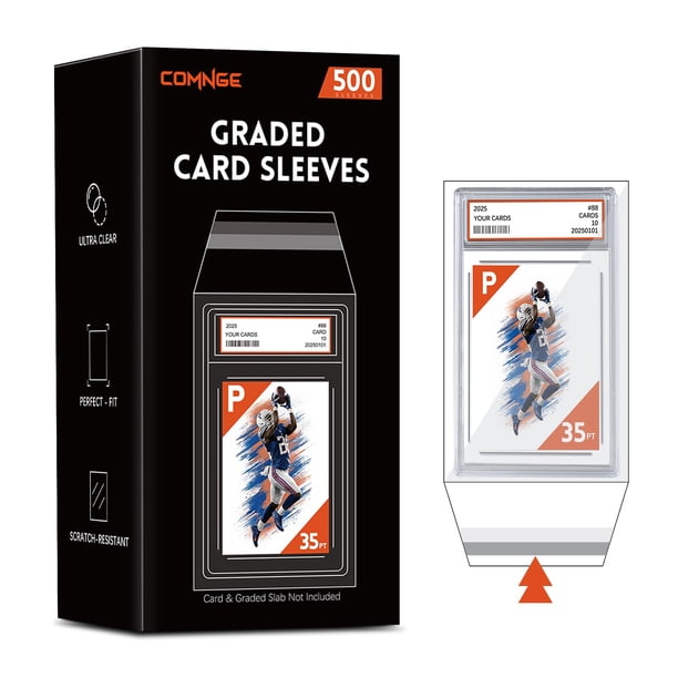 Fundas para cartas Comnge, 500 unidades, ajuste perfecto para PSA 35 pt, transparentes