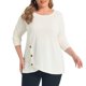thumbnail image 1 of GRACE & GRANDEUR Tops para Mujer de Talla Grande con Botones, Dobladillo Cruzado, Cuello Redondo, Manga Larga, Blusas Texturizadas para Otoño e Invierno, Talla 3X Beige, 1 of 7