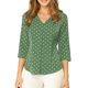 thumbnail image 2 of INSPIRE CHIC Blusa de Mujer para Regreso a Clases Cuello en V Mangas 3/4 Estampado de Corazones y Lunares Botones al Frente Verde Oliva XL, 2 of 6