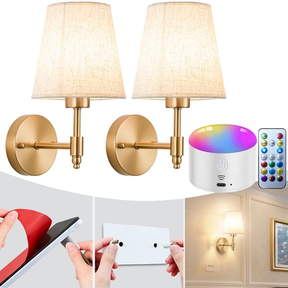 Aplique de pared YHCDLAMP inalámbrico a batería RGB 10000 mAh