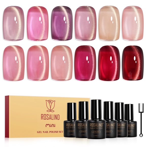 Esmalte de uñas ROSALIND Gel Cat Eye 12 colores – Set magnético