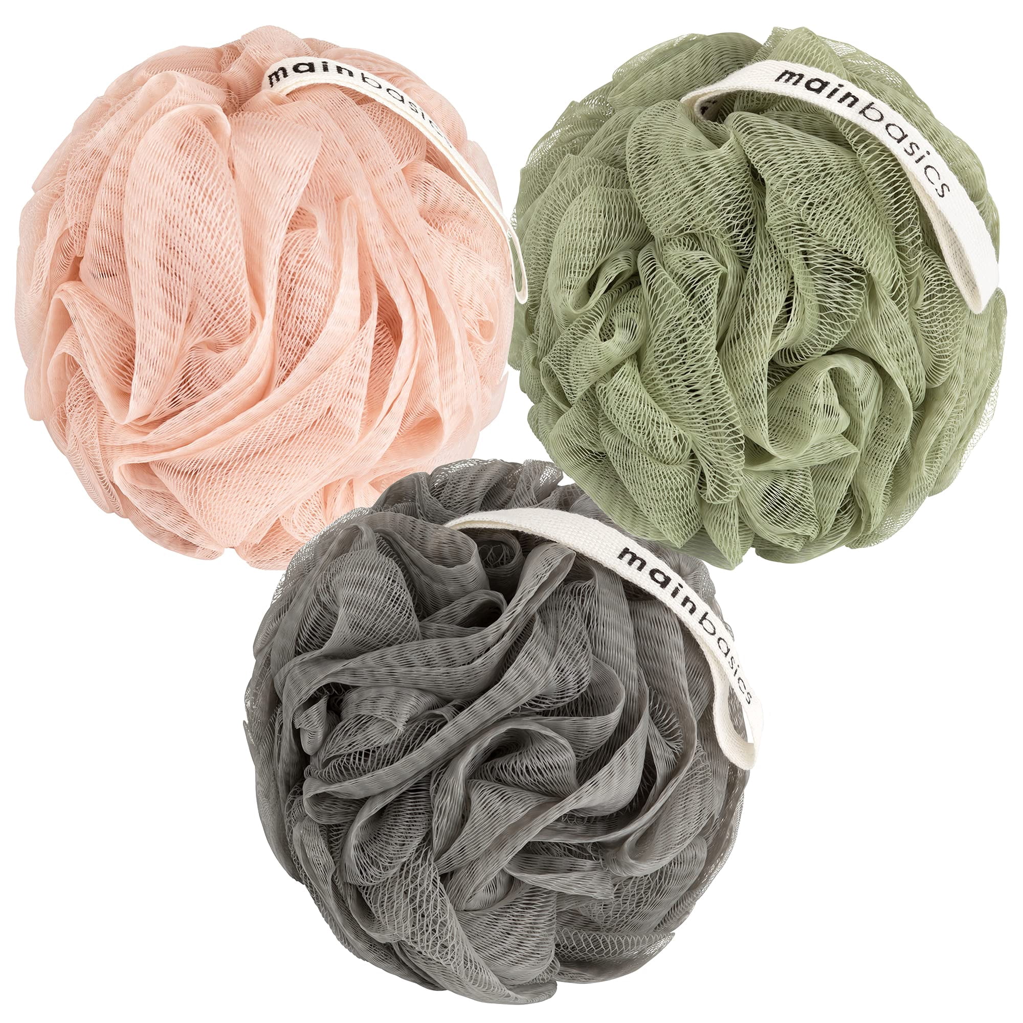 Esponja De Baño Y Ducha Tipo Lufa, Puff Exfoliante Corporal, Set De 3 Mainbasics
