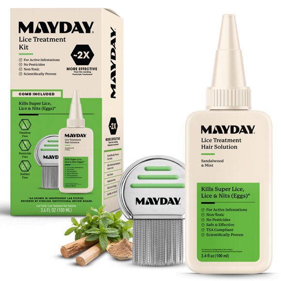 Tratamiento contra piojos MAYDAY 100 ml + peine de acero inoxidable