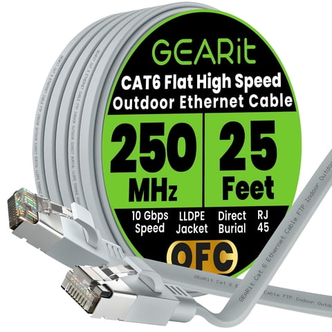 Cable Ethernet Gearit Cat 6 Plano Blindado Para Exterior 7.5 M