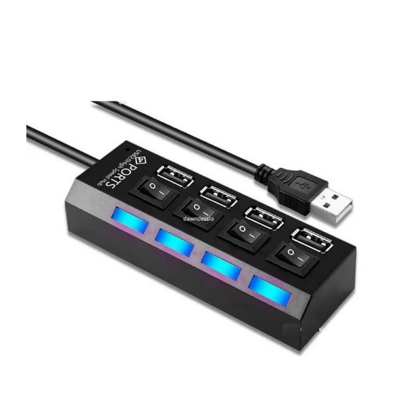 Multipuerto HUB 4 USB Extension 4 Puertos Extensor Botones De Encendido Notebook O PC USB Switch extensor con cable y power adapter