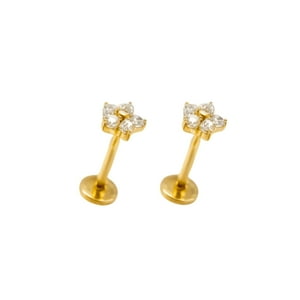 Elbauldejuma - Aros Flor Titanio Zirconia Astm F136 G26 Dorados