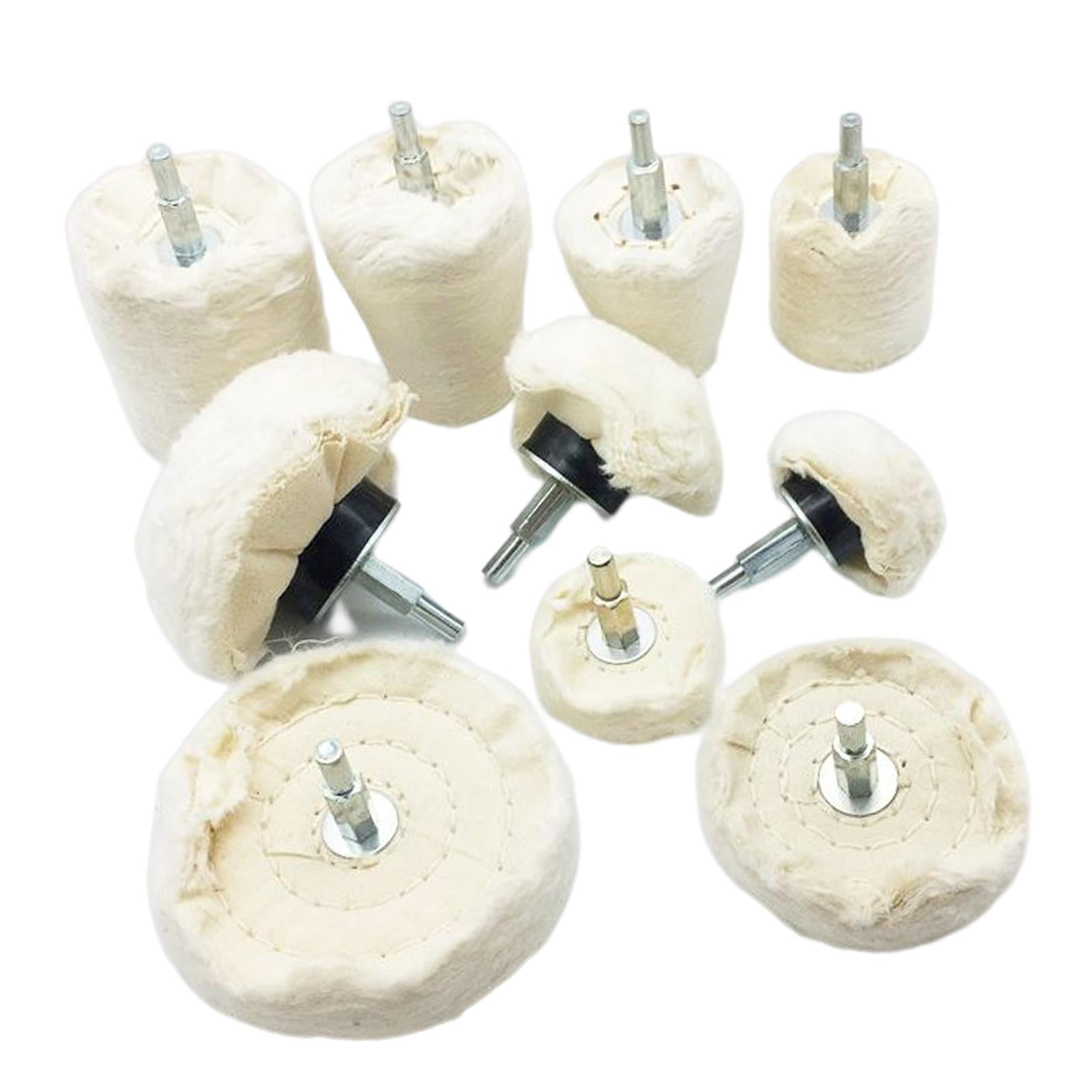 Magideal - Kit De Rueda De Pulido, Rueda De Pulido De Joyería Blanca De Algodón De Varias Formas Duraderas Para Cerámica De Aluminio, Vidrio, Plástico, Madera , 10 Piezas