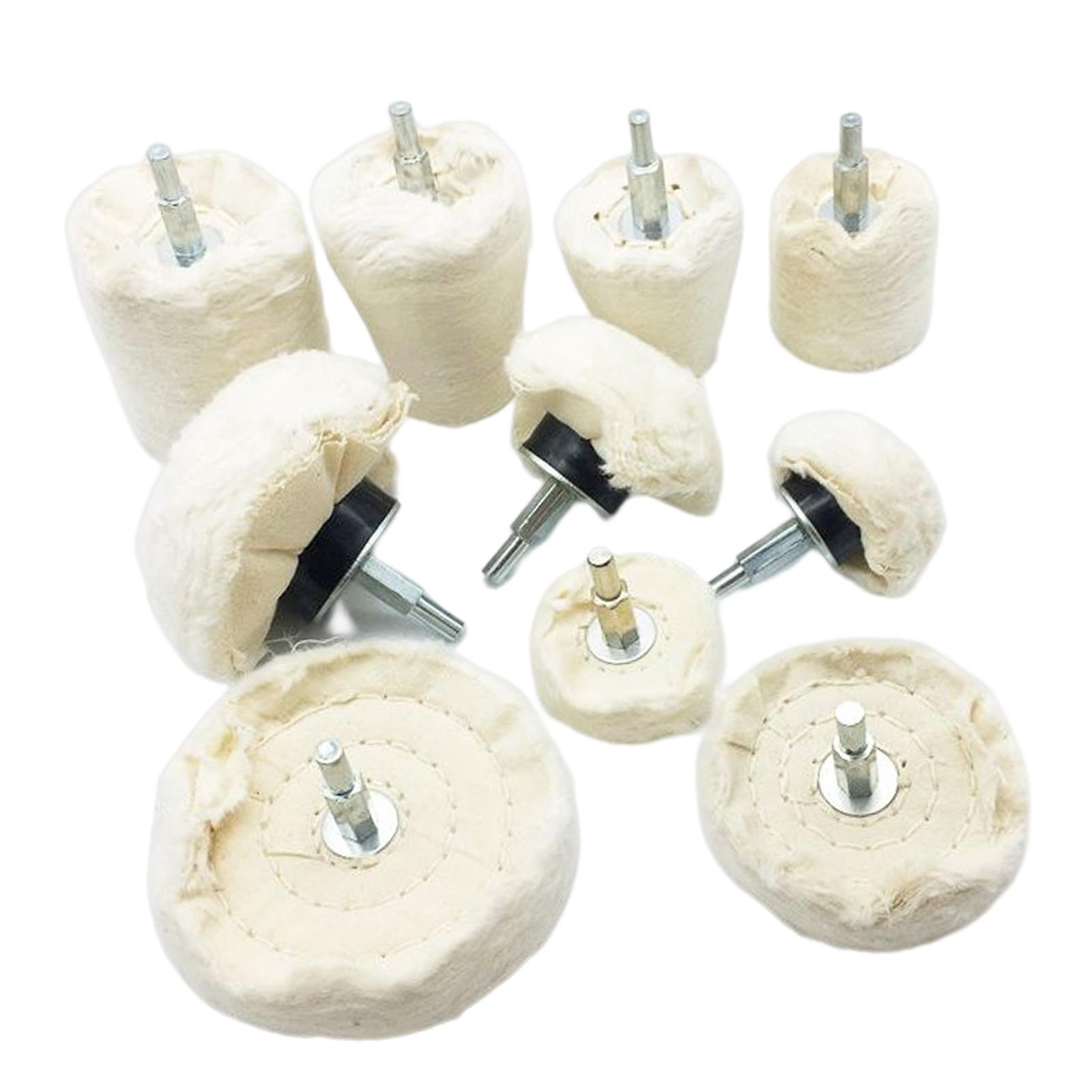Magideal - Kit De Rueda De Pulido, Rueda De Pulido De Joyería Blanca De Algodón De Varias Formas Duraderas Para Cerámica De Aluminio, Vidrio, Plástico, Madera , 10 Piezas