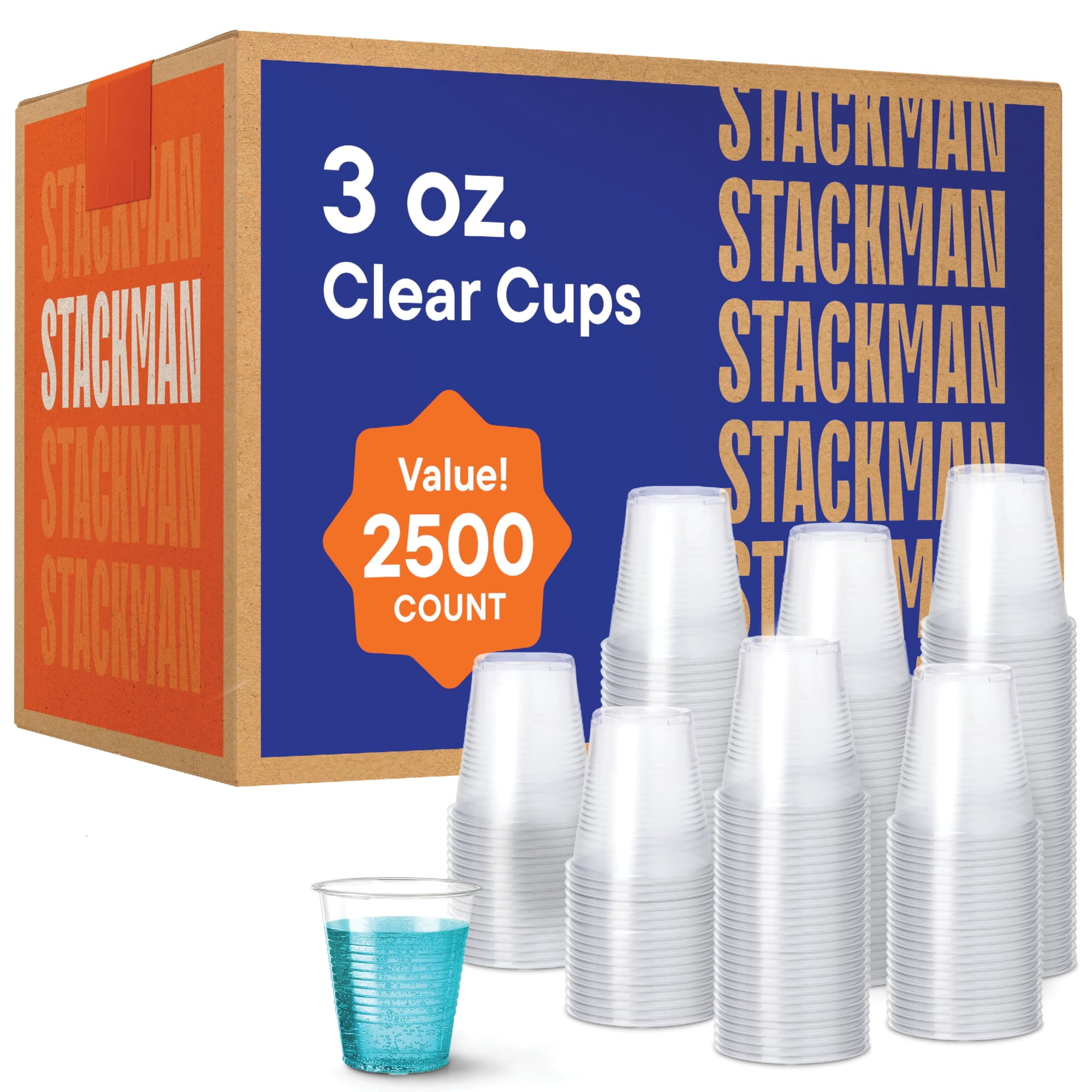 Vasos Desechables De Plástico Transparente Stack Man 90 Ml (caja 2500)