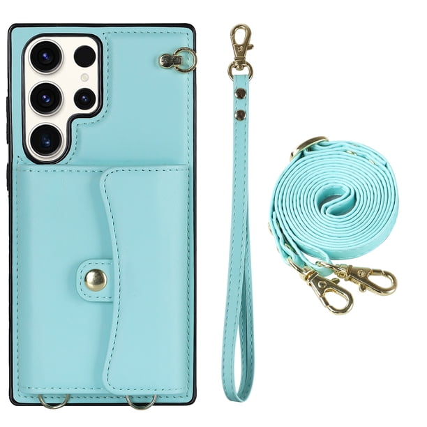 Crossbody PU Leather Phone Case For Samsung Galaxy S23 S22 Plus Note 20 Ultra Wallet Card Slots Magnetic Lanyard Cover
