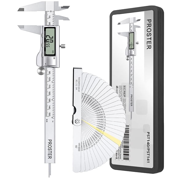 Caliper Proster digital Vernier de 150 mm/6 pulgadas con 32 palpadores