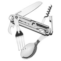 Magideal - Cuchillo Plegable De Supervivencia Portátil Gadgets Cubiertos De Bolsillo Desmontable De Acero Inoxidable Artículos De Multiherramienta