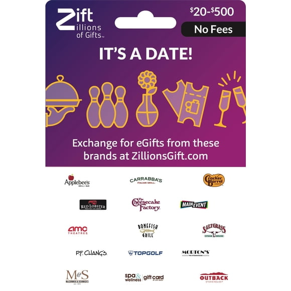 Tarjeta de Regalo Zift Zillions of Gifts It's a Date $25