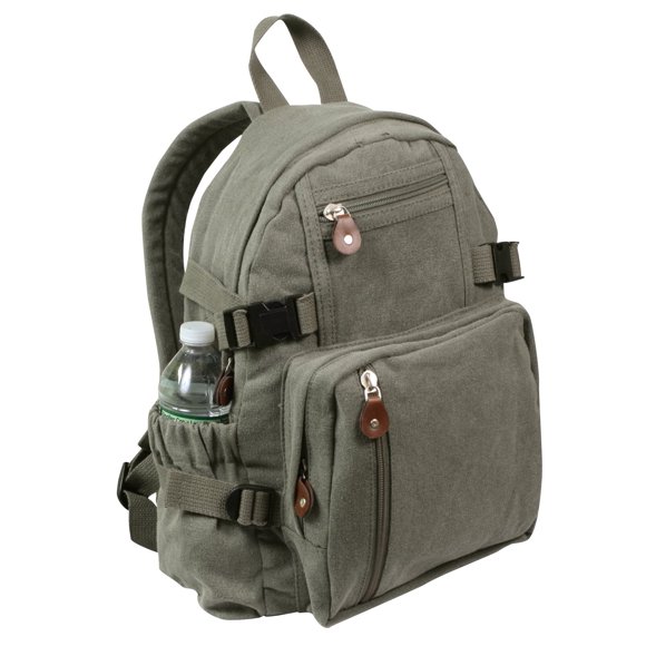 Mochila Rothco Olive Drab Vintage de lona compacta de 15 x 13,5 x 7 cm