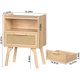thumbnail image 5 of Mesita de noche de ratán Lerliuo Boho con cajón abierto, diseño natural, 5 of 8