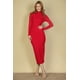 thumbnail image 4 of Saronite Vestido Midi Ajustado de Punto Acanalado con Cuello Alto y Manga Larga Basics, Negro (para Mujer), 4 of 5